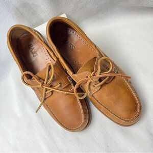 Bass Seafarer Men's Tan Leather Lace-up  Boat Deck Shoes Loafers 9.5 M